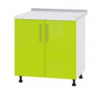 Küchenzeile Modern Niz H84-800 Weiß, Limettenglanz