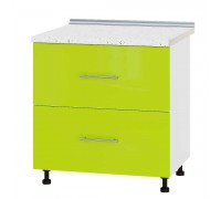 Küchenzeile Modern Niz H86-800 Weiß, Limettenglanz