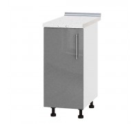 Küchenzeile Modern Niz H83-370 Weiß, Metallic Silber Glanz