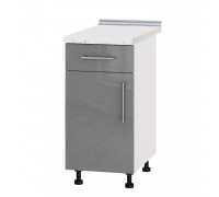 Küchenzeile Modern Niz H74-400 Weiß, Metallic Silber Glanz