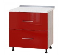 Küchenzeile Modern Niz H86-800 Sonoma Eiche, Rot Glanz
