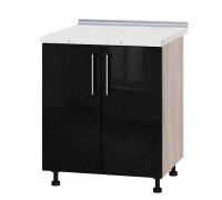 Küchenzeile Modern Niz H84-700 Sonoma Eiche, Metallic Schwarz Glanz