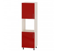 Кухонный модуль Модерн Пенал Н76-600 Дуб молочный, Красный Глянец