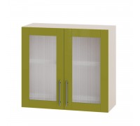 Küchenzeile Modern Top BB06-800 Milcheiche, Olive Hochglanz