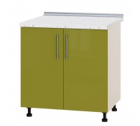 Küchenzeile Modern Niz H84-800 Milcheiche, Olive Hochglanz