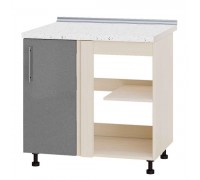 Küchenzeile Modern Niz H89-845 Milcheiche, Metallic Silber Glanz