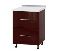 Küchenzeile Modern Niz H86-600 Dark Wenge, Glossy Bordeaux