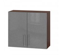 Küchenzeile Modern Top B10-800 Dark Wenge, Metallic Silber Glanz