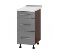 Кухонный модуль Модерн Низ Н87-400 Венге темный, Металлик Серебряный Глянец