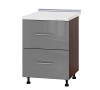 Kitchen unit Modern Niz H86-600 Dark Wenge, Metallic Silver Gloss