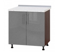 Küchenzeile Modern Niz H84-800 Dark Wenge, Metallic Silver Gloss