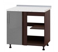 Küchenzeile Modern Niz H89-845 Dark Wenge, Metallic Silver Gloss
