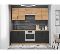 Kitchen Set K-8 Optima 2.2m, Anthracite, Craft Oak Golden, Anthracite