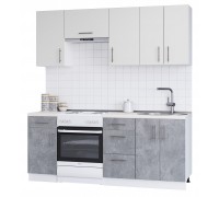 Küchenset Optima 2,0 m, ohne Arbeitsplatte, Weiß, Beton.