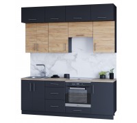Optima kitchen set, 2.2 m, without countertop, Anthracite, Golden Craft Oak