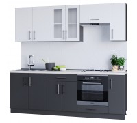 Кухонный набор Оптима 2.3м, без столешницы, Антрацит, Белый Кухонный набор Оптима 2.3м, без столешницы, Антрацит, Белый