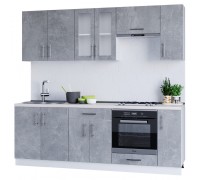 Küchenset Optima 2,3 m, ohne Arbeitsplatte, Beton.