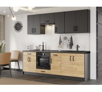 Кухонный набор Оптима 2.4м, без столешницы, Антрацит, Дуб Крафт ЗОЛОТОЙ Кухонный набор Оптима 2.4м, без столешницы, Антрацит, Дуб Крафт ЗОЛОТОЙ