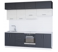 Optima kitchen set, 2.5 m, without countertop, Anthracite, White Craft Oak
