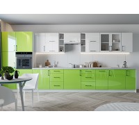 Modern kitchen set, 4.8 m, without countertop, White gloss, Lime gloss