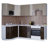 Кухонний кутовий набір Модерн 3.2 м, зі стільницею, Мокко глянець, Шоколад глянець