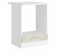 Эко Низ Духовка 600 со столешницей Скай, Белый, Дуб крафт белый