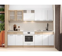 Küchenset Nr. 3 ECO 2,4 m, ohne Arbeitsplatte, Sonoma Eiche, Weiß