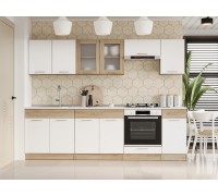Küchenset Nr. 5 ECO 2,6 m, ohne Arbeitsplatte, Sonoma Eiche, weiß