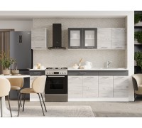 Zestaw kuchenny nr 6 ECO 2,5m/2,6m, bez blatu, biały, dąb biały craft, grafit.