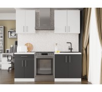 Kitchen Set K-2 Optima 2.0 m, Without Countertop, White, Nymphaea Alba, Anthracite