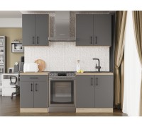 Kitchen Set K-2 Optima 2.0m, Without Countertop, Sonoma Oak, Graphite, Graphite