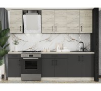 Zestaw kuchenny K-3 Optima 2,6 m, bez blatu, antracyt, biały dąb craftowy, antracyt