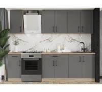 Kitchen Set K-3 Optima 2.6m, Without Countertop, Sonoma Oak, Graphite, Graphite