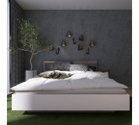 Łóżko 1600 CITY z ramą listwową, dąb sonoma, białe