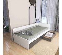 Кровать 800 с ящиками 80х190, Белый, Графит.