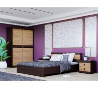 Спальный комплект Соната 11, Венге темный, Дуб крафт золотой