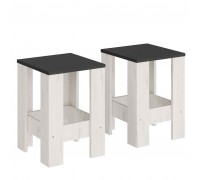Stool T-1 2pcs, Graphite, Kraft Oak White