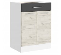 Eco Bottom Drawer 600, White, Craft Oak White, Graphite