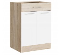 Eco Bottom Drawer 600, Sonoma Oak, White, Sonoma Oak