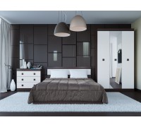 Schlafzimmer-Set Sonata 13, Dunkles Wenge, Weiß