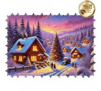 Фигурный деревянный пазл Рождественский вечер L