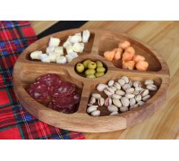 Wooden monastery with 5 sections, oak sectional board for serving snacks, d 30 cm