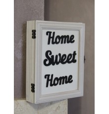 Настенная ключница `Home Sweet Home` белого цвета, ручная работа