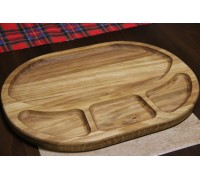 Wooden oval large monastery, oak sectional board for serving snacks, 40*30 cm.