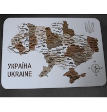 Дерев'яна настільна карта-пазл ,білого кольору,розміри 34*24 см