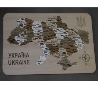 Дерев'яна настілнна карта-пазл України, 34*24 см