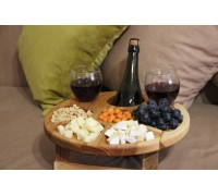 Wein- und Snacktisch, runder Weintisch, Eichentisch mit klappbaren Beinen