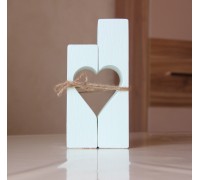 Romantic handmade candlestick in the shape of a heart, white, dimensions 20*10*5 cm.