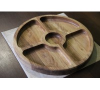 Велика дерев'яна менажниця на 5 секцій, дубова секційна дошка для подачі закусок, d 35 cm Велика дерев'яна менажниця на 5 секцій, дубова секційна дошка для подачі закусок, d 35 cm