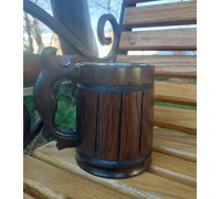 Dunkles Holzbierglas, Eichenbierkrug, Naturholzbierkrug